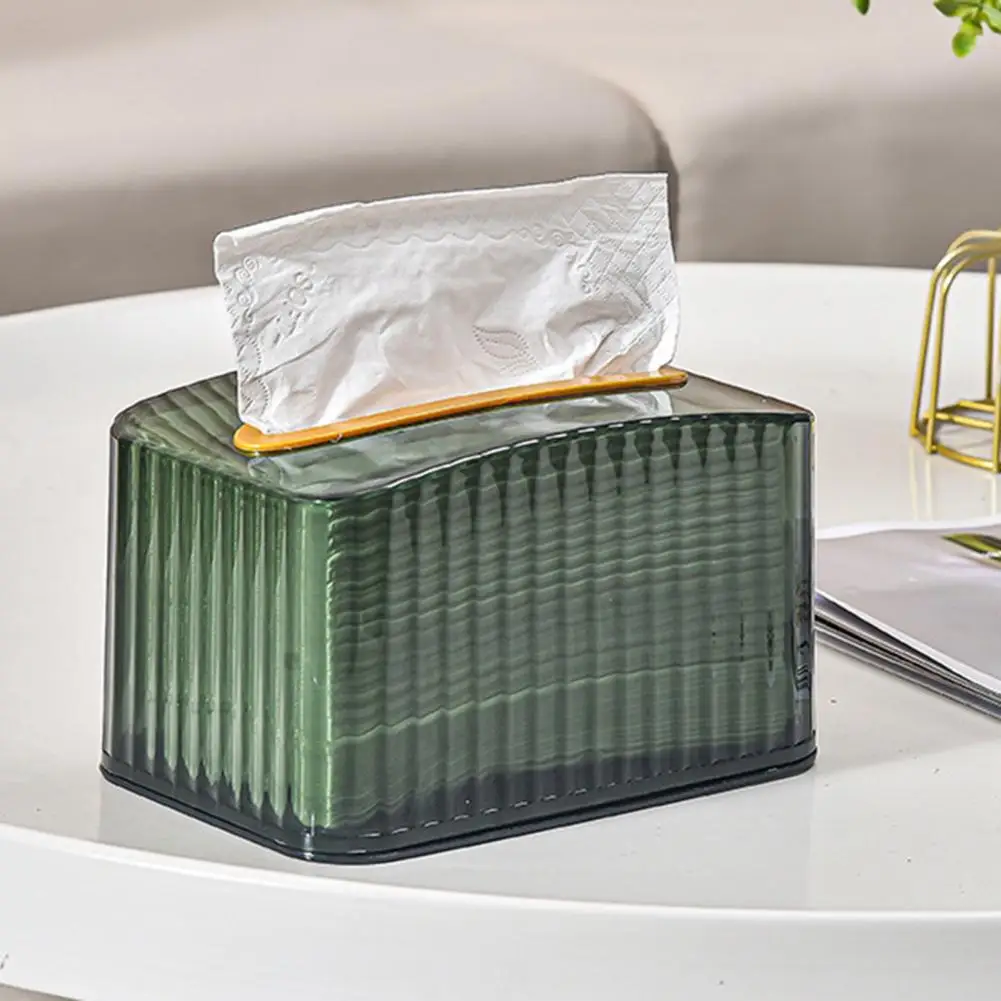 Practical Striped Design Tissue Organizer Built-in Spring Creative Home Living Room Multifunctional Tissue Box Organization