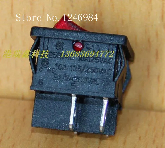 [SA]Red illuminated power switch Pyunik PRONIC two tranches square legs Dual Rocker Switch BR1-22A--100PCS/LOT