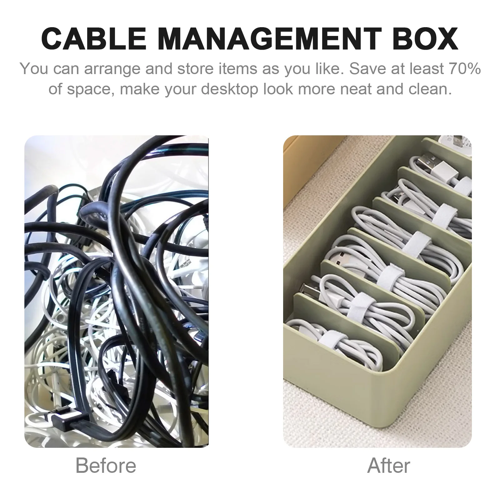 

Large capacity Cable Manager Wire Management Box Avocado Green Single Layer Cover Wire ganizer for Phone Cord Storage Box