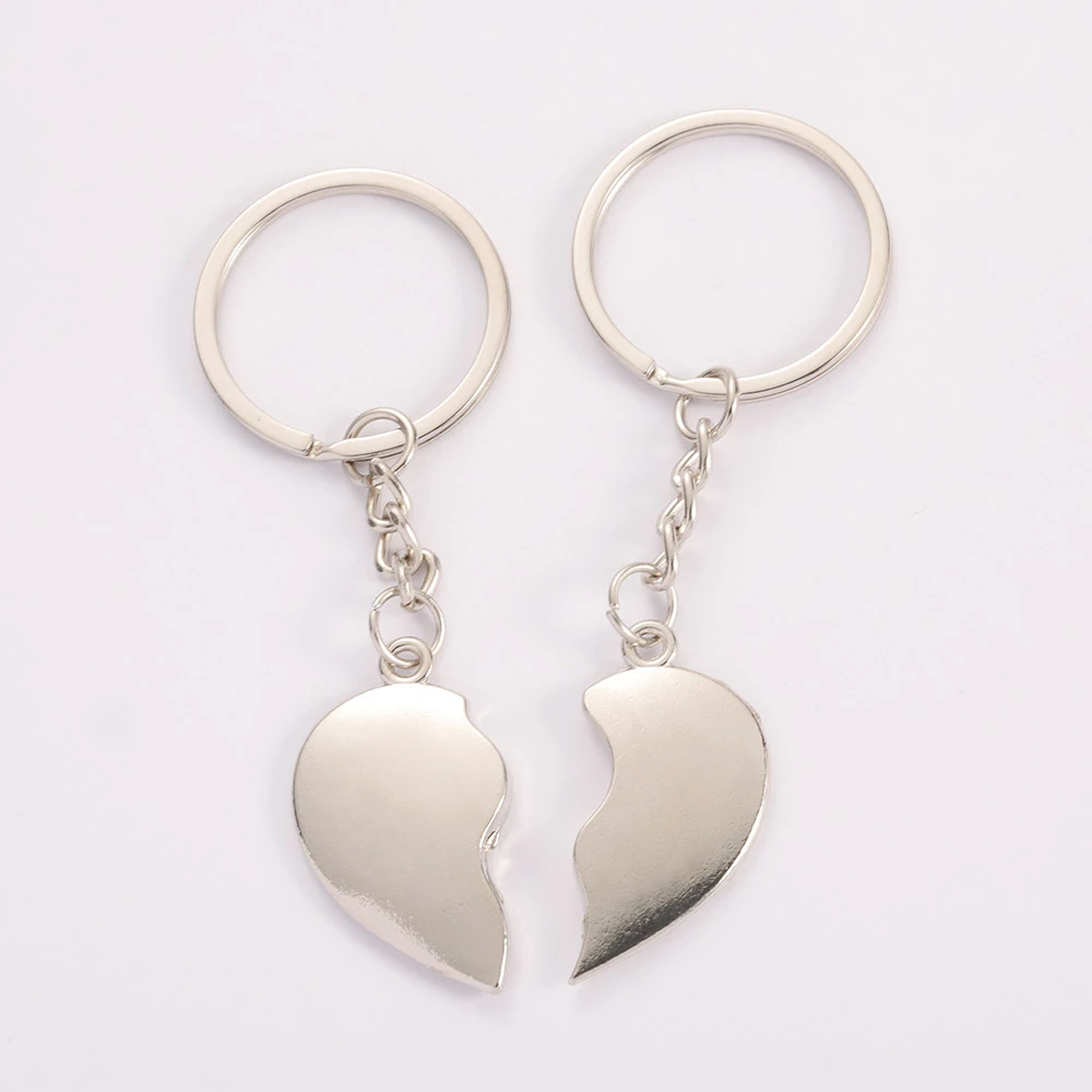 1Pair Couple Keychain Heart Key Rings Lovers Love Key Chain For Birthday Gift Souvenirs Valentine's Day Gift Lovers Couple Gift image 2