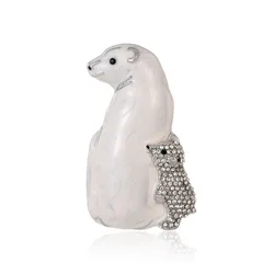 Cartoon Animal Corsage Cute White Enamel Polar Bear Brooch Trench Coat Cardigan Costume Badge Women Girls Suit Coat Pin
