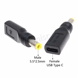 USB 3.1 Type C USB C Female Jack to 5.5x 2.5mm / 5.5mm*2.1mm Male Plug DC Power Charger Adapter Connector
