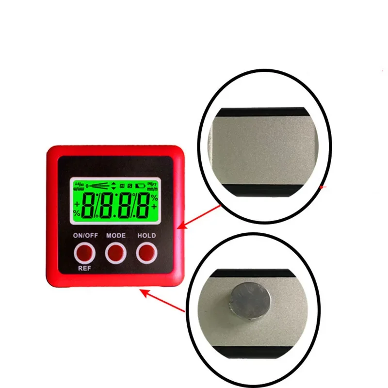 Mini level aluminum alloy magnetic multi-function miniature electronic digital display inclinometer