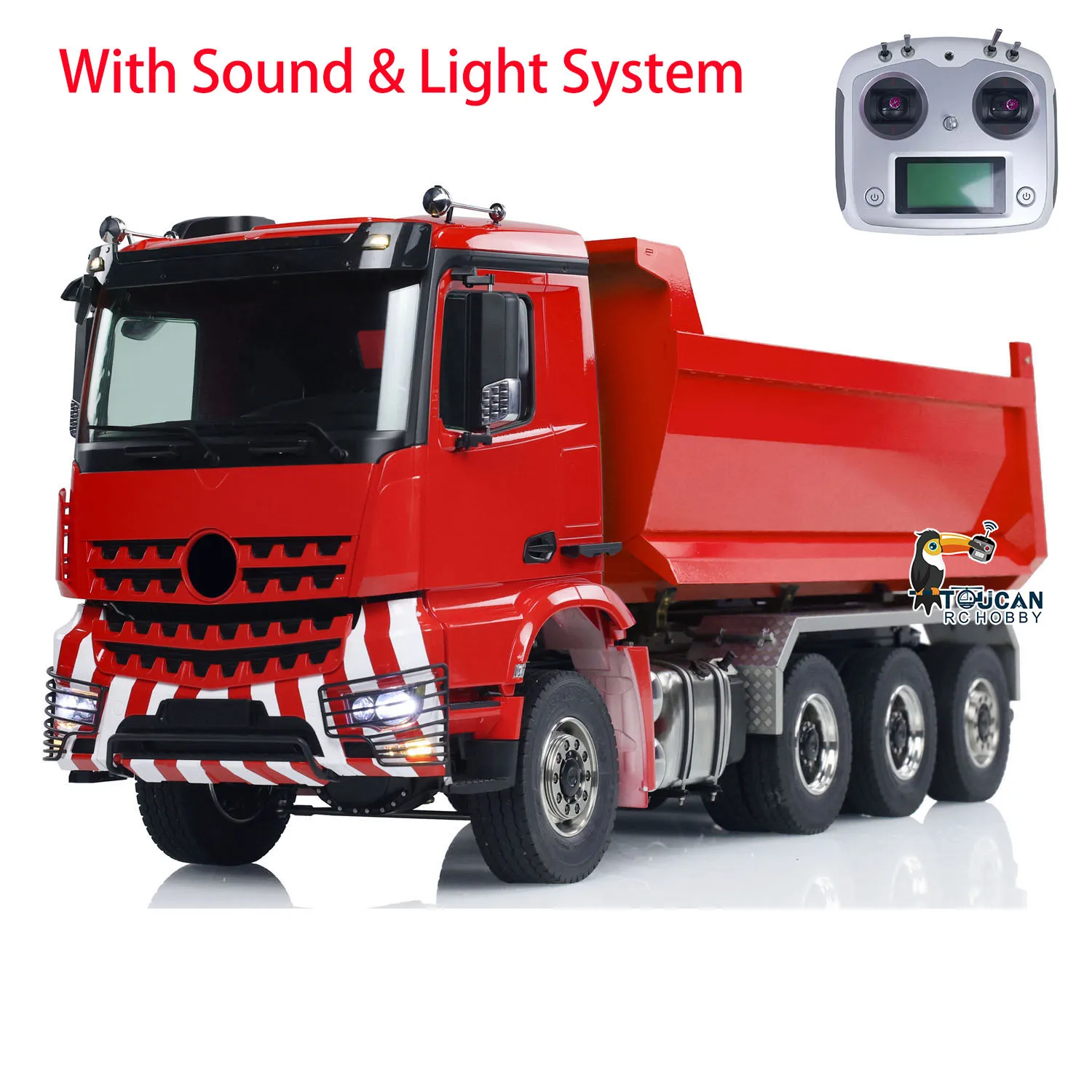 Toy 1/14 8x8 RC Hydraulic Full Dump Truck Remote Control Painted Finished Dumper Tipper Car 3-speed Light Sound for Boys TH23683