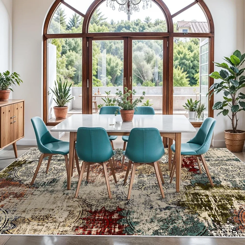 10x14 Living Room Area Rug - Modern Abstract Large Area Rugs Non-Slip Stain Resistant Carpets for Bedroom Soft Low Pile Rugs 10x