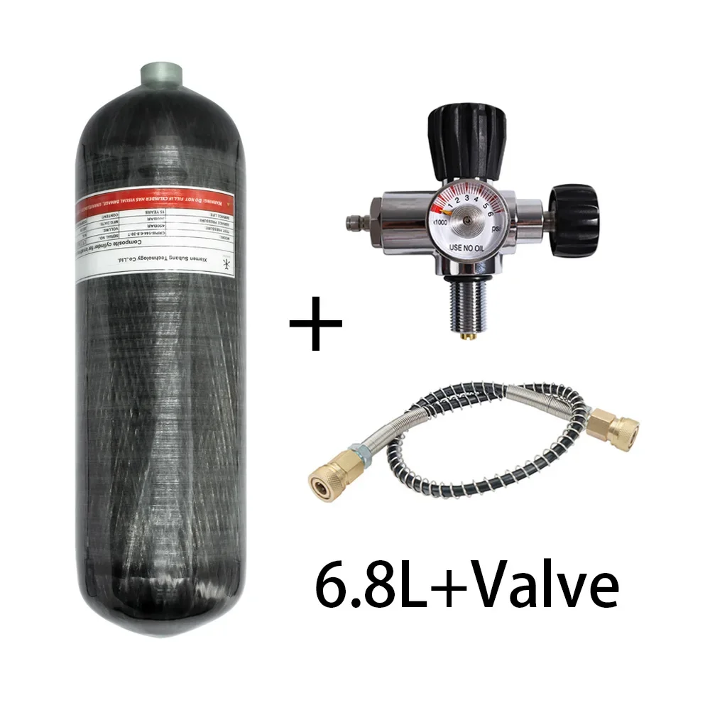 TUXING 4500psi 6.8L Koolstofvezel Cilinder met Vulstation Regelklep 300Bar Hogedruk HPA Cilinder voor Duiken