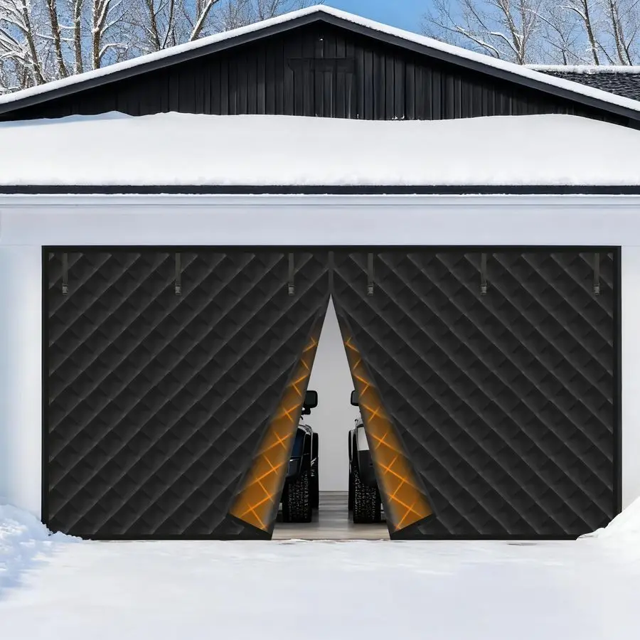 

Занавеска для гаражных ворот, комплект изоляции для гаражных ворот 9x7 футов, энергосберегающая водонепроницаемая ткань Оксфорд, усилитель с магнитной застежкой, утяжеленный подол