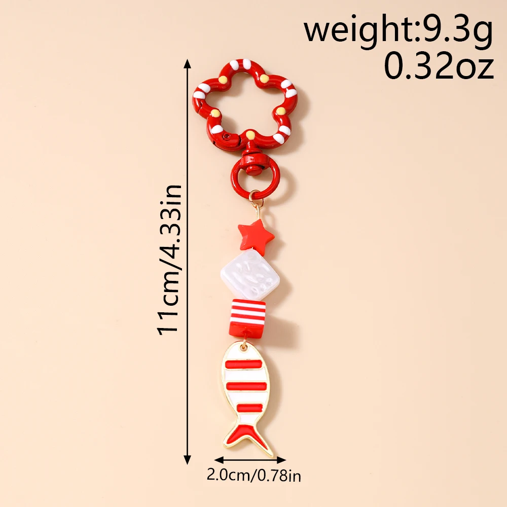 Aihua Chic Sommer Strand Korallen Fisch Seestern Schlüsselanhänger für Frauen Mädchen Handtasche Rucksack Anhänger Schlüsselring Handykette Lanyard Geschenke – Detail 18