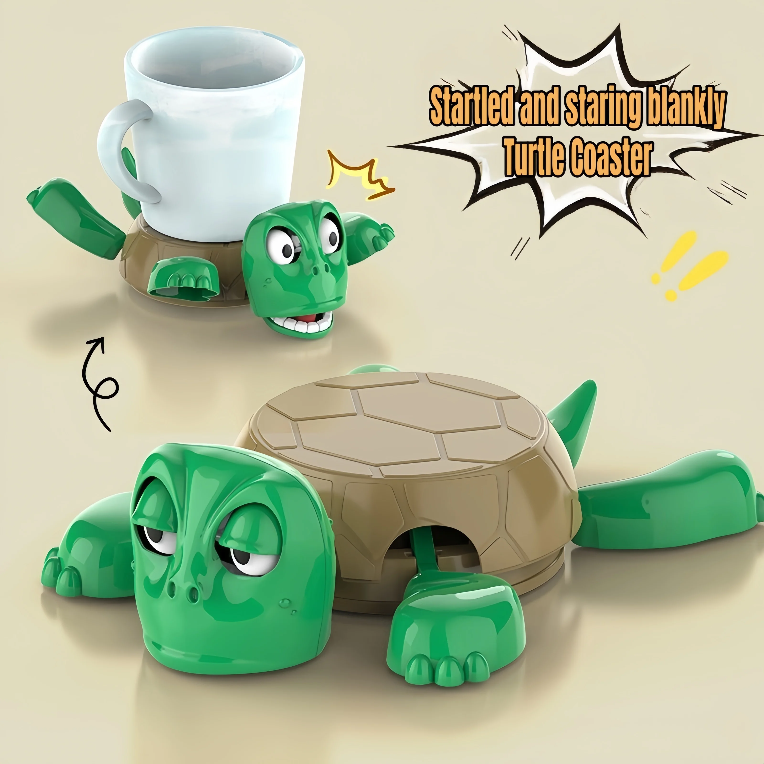 Bizarre Turtle Coaster, Creative 3D Printed Panic Turtle Coaster, Office Decoration Coffee and Tea Cup Mat, Home Decoration