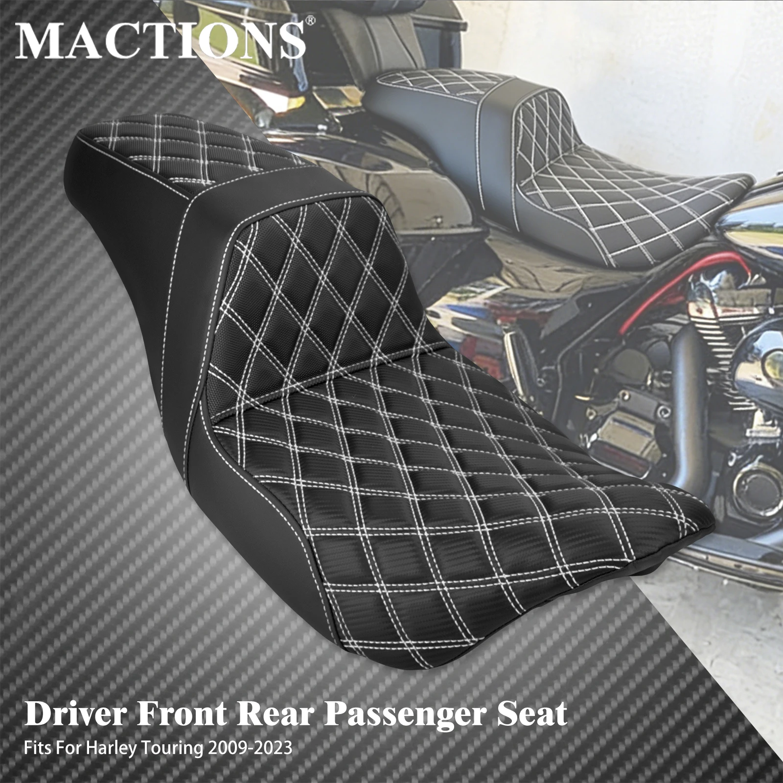

Motorcycle Driver Front Rear Passenger Seat Two Up Cushion Seat For Harley Touring Road King Electra Street Glide 2009-2025