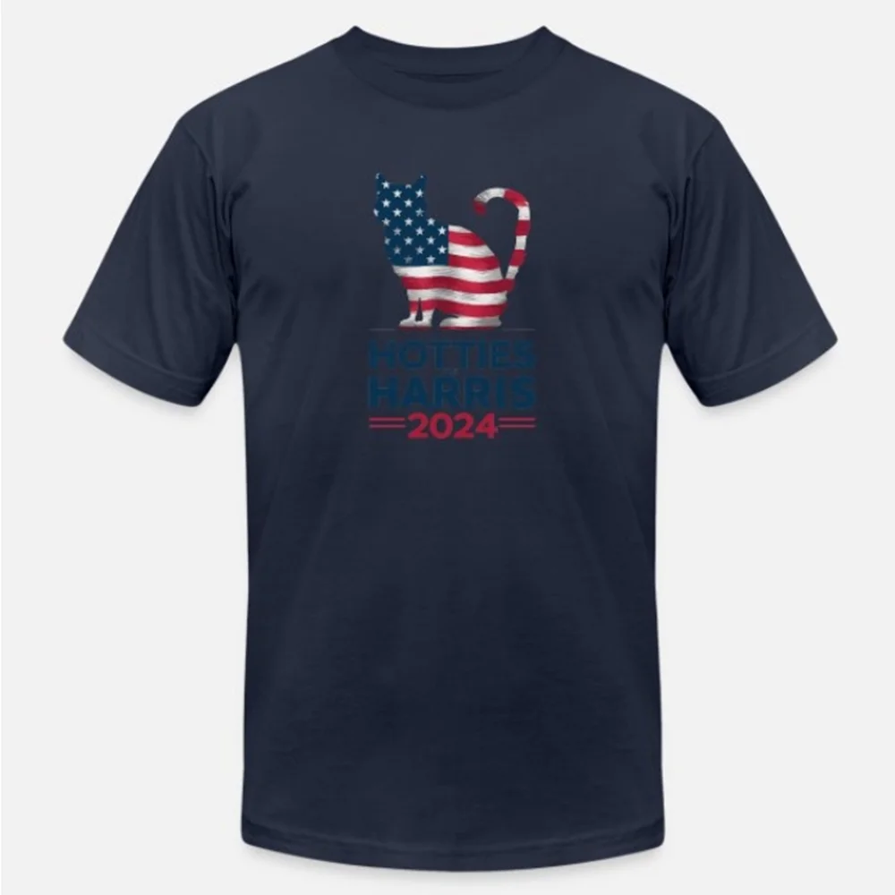 Hotties for Harris 2024 Cat Ladies Kamala T-Shirt 100% Cotton O-Neck Short Sleeve Summer Casual Mens T-shirt Size S-3XL