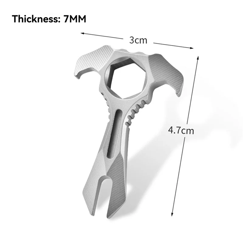 Moersleutel TC4 Titanium Legering Koevoet Sleutelhanger Open Levering Gadget Zelfverdediging Tool Met 2X13mm Groef