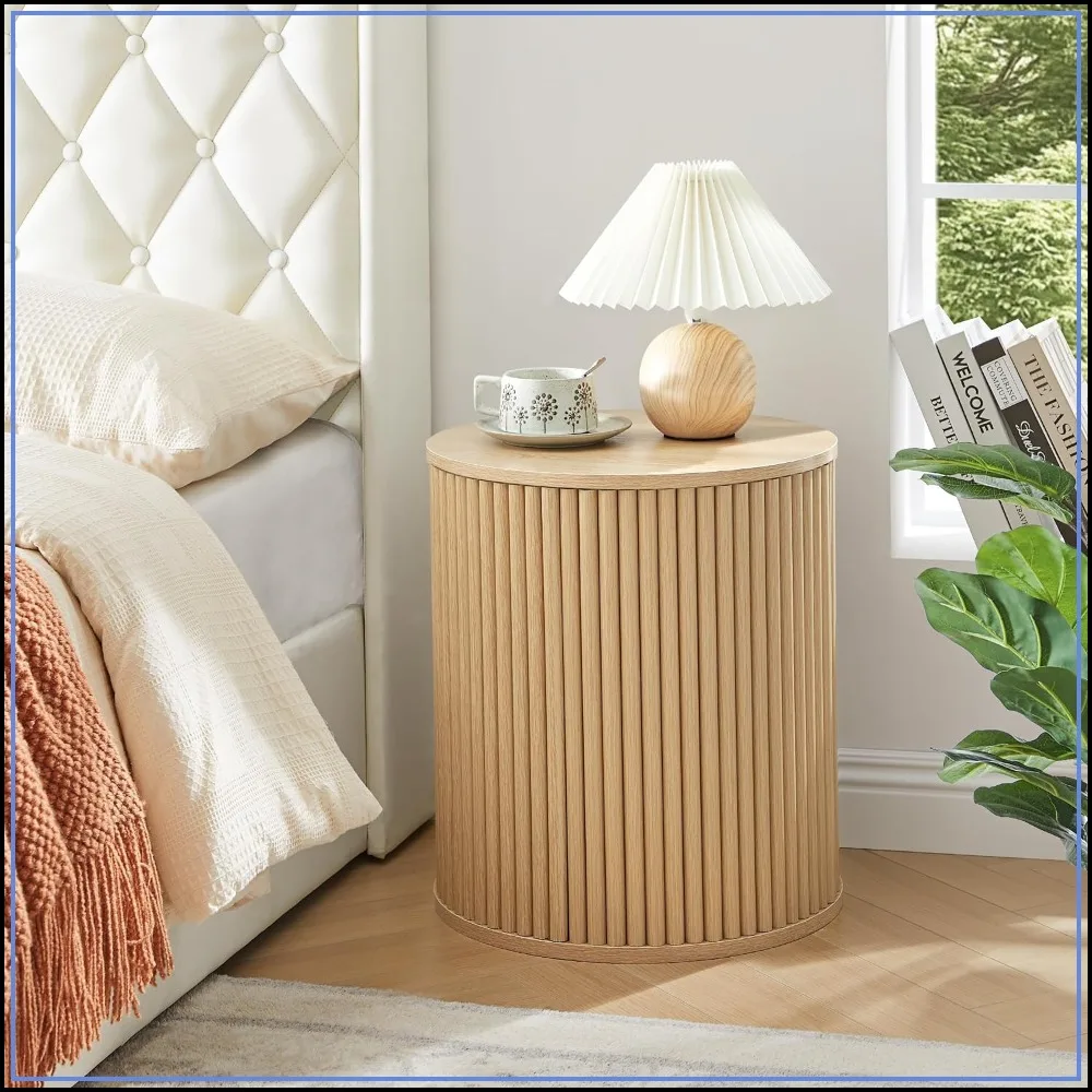 Small Wood Side Table Storage Living Room, Bedroom