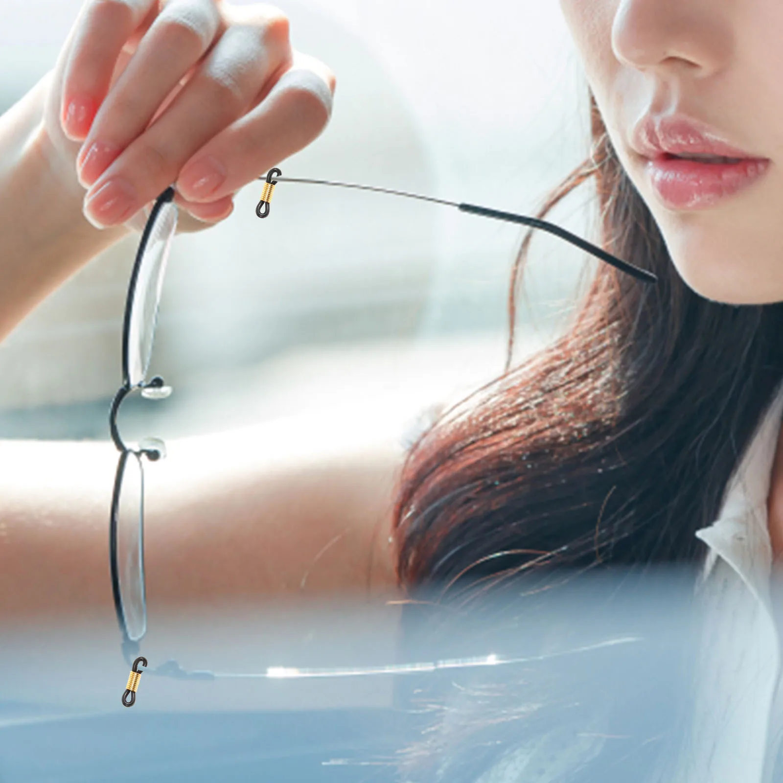 

50Pcs Glasses Chain Connectors Anti Lost Durable Metal Silicone End Buckles Eyeglass Chain Ends Eyeglass Parts