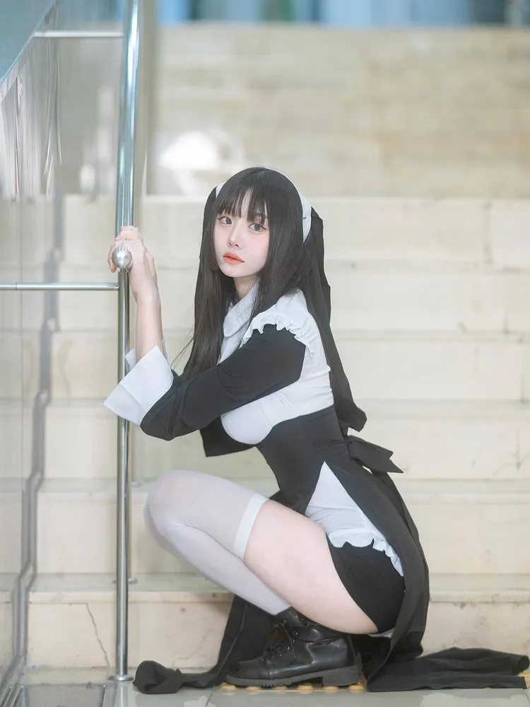 Costume da suora sexy a fessura alta Set LTT7 Cisas Role-plang Puro desiderio Orm monastico Vestito Costume di scena etnico da donna