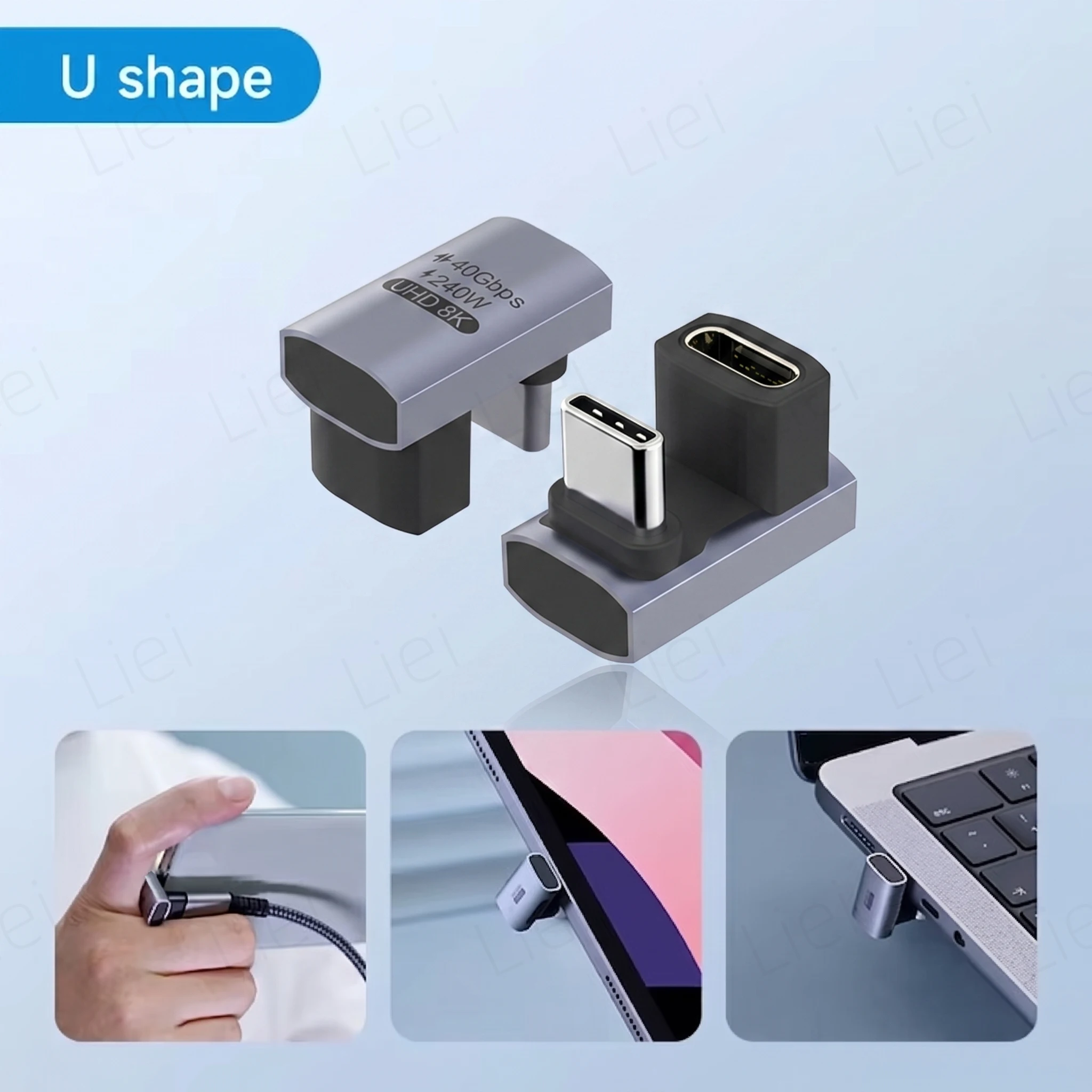USB-C zu C Adapter 40Gbps 8K 60Hz USB-C Stecker auf Buchse 90-Grad-Winkelkonverter USB4 Adapter für Thunderbolt 4/3 MacBook Handy Tablet