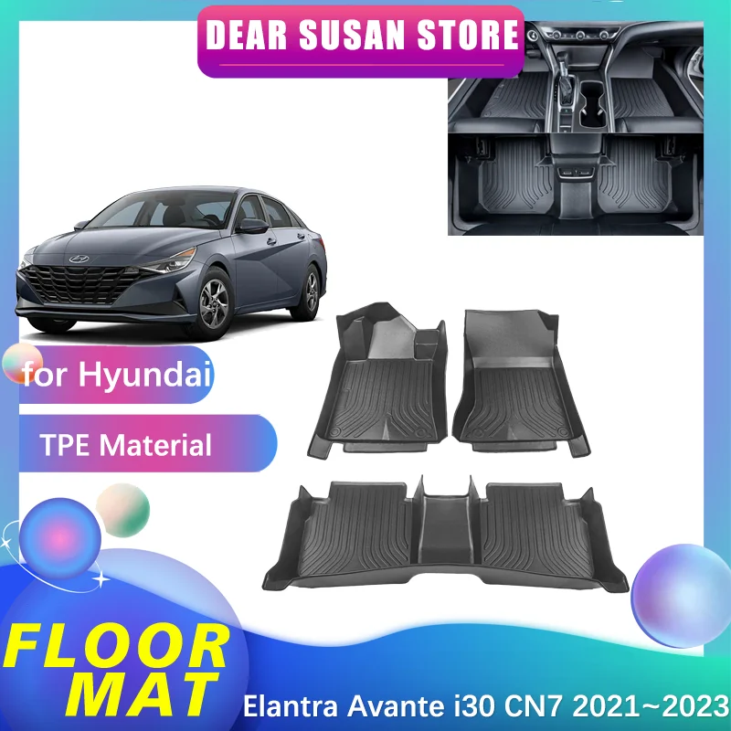 

Car Floor Mat for Hyundai Elantra Avante i30 CN7 N Line 2021~2023 2022 Foot TPE Liner Carpet Pad Custom Cover Rug Accessories