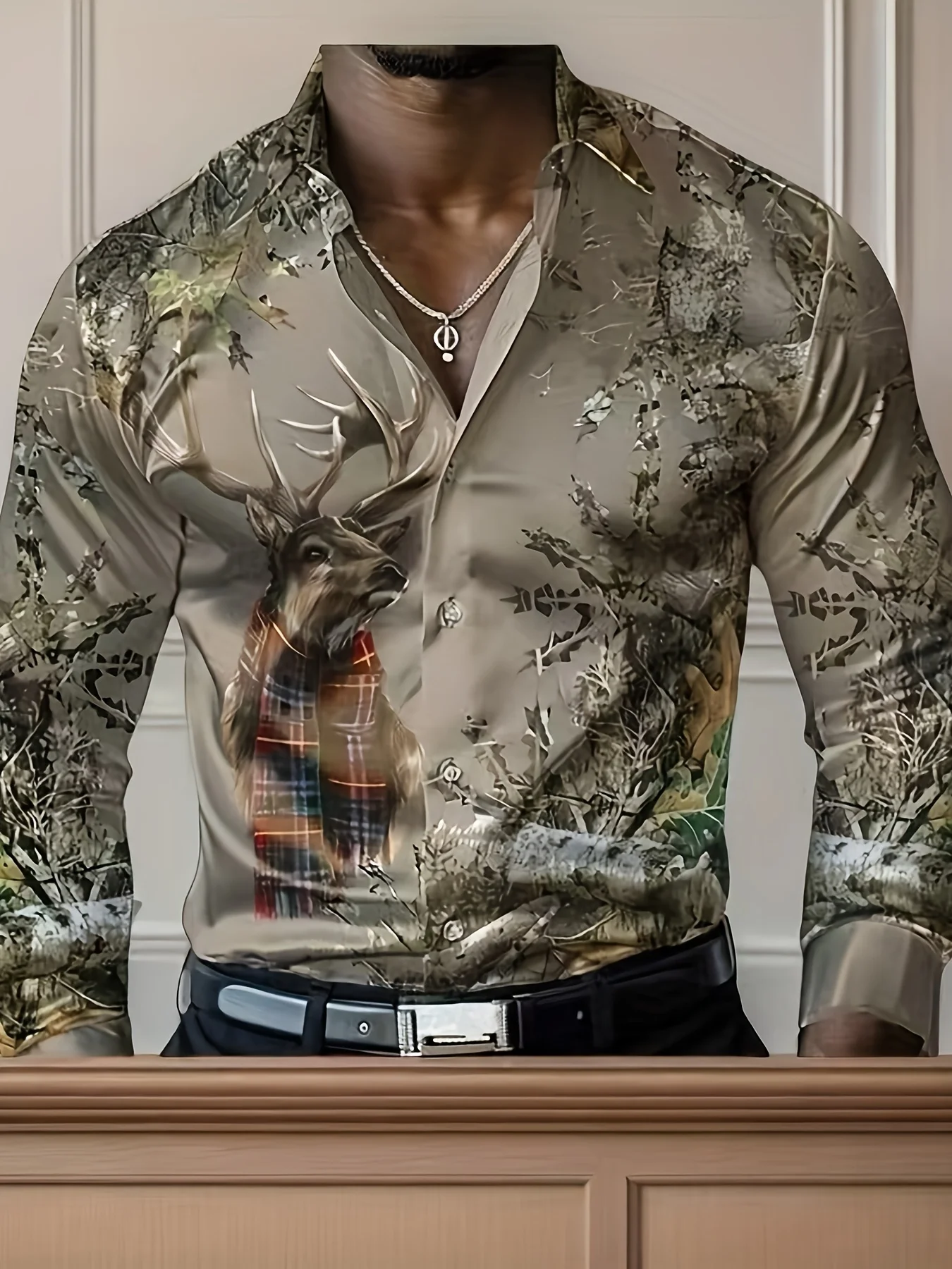 

Fashion 3D Printed Geometric Pattern Shirt Casual Street Men's Shirt Simple Design Harajuku Men's Long Sleeve Top，