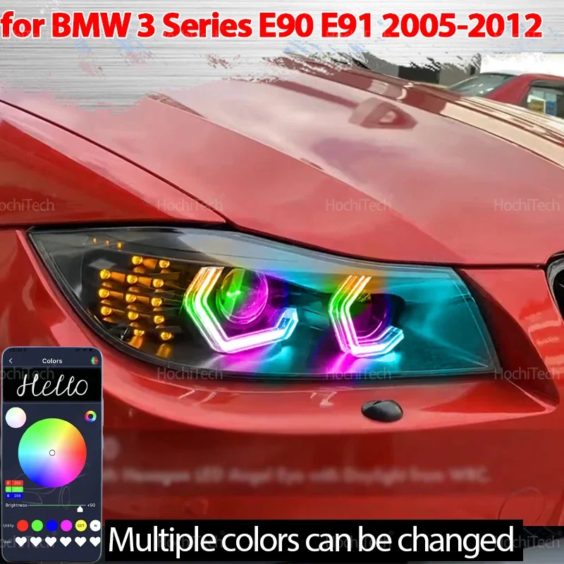 

For BMW 3 Series E90 E91 2005-2012 Playable Multi Colors M4 style Light LED Angel Eyes Rings Kit with APP control turn signal