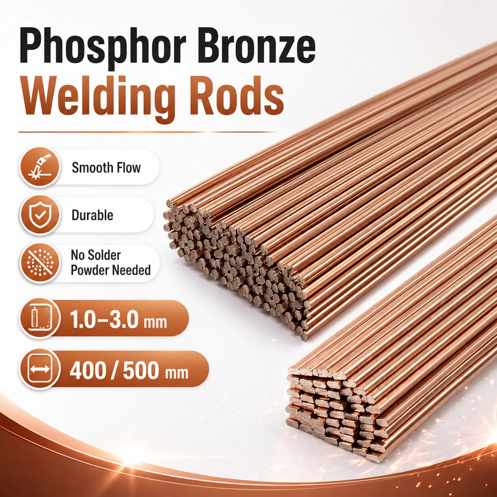 1.0-3.0mm Phosphorus Copper Welding Rod Bronze Brass Soldering Electrode Wire, No Extra Solder Powder Required