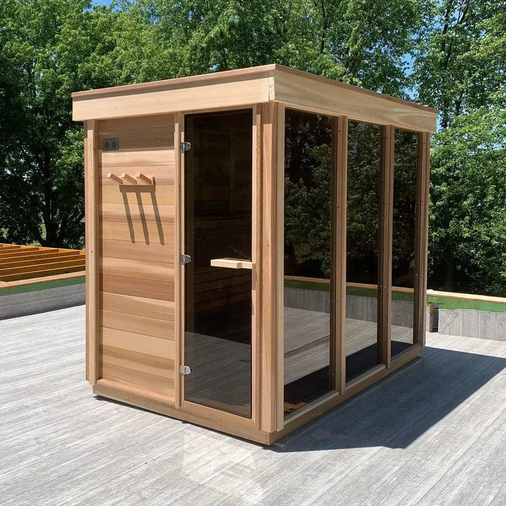 4 Person Size Outdoor Modern Box Sauna Room Outdoor Sauna Room With Stove