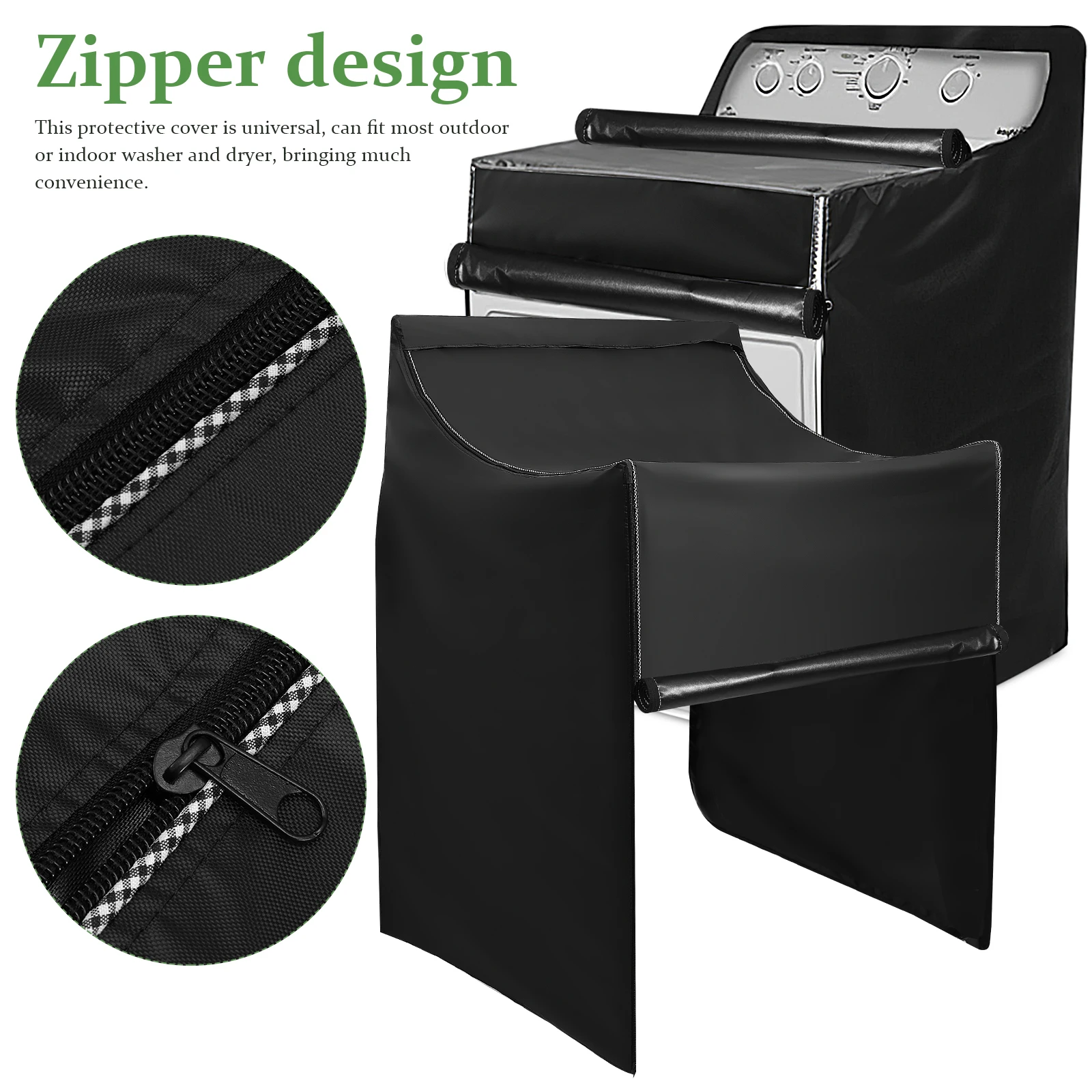 

Washing Machine Cover 420D Black Silver coated Oxford Dust Covers High density Fabric Adjustable Straps Universal Fit Indoor