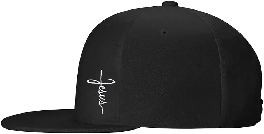 Snapback Hats for Men,Jesus Christian Cross Flat Brim Bill, Embroidery Adjustable Hip Hop Plain Baseball Cap