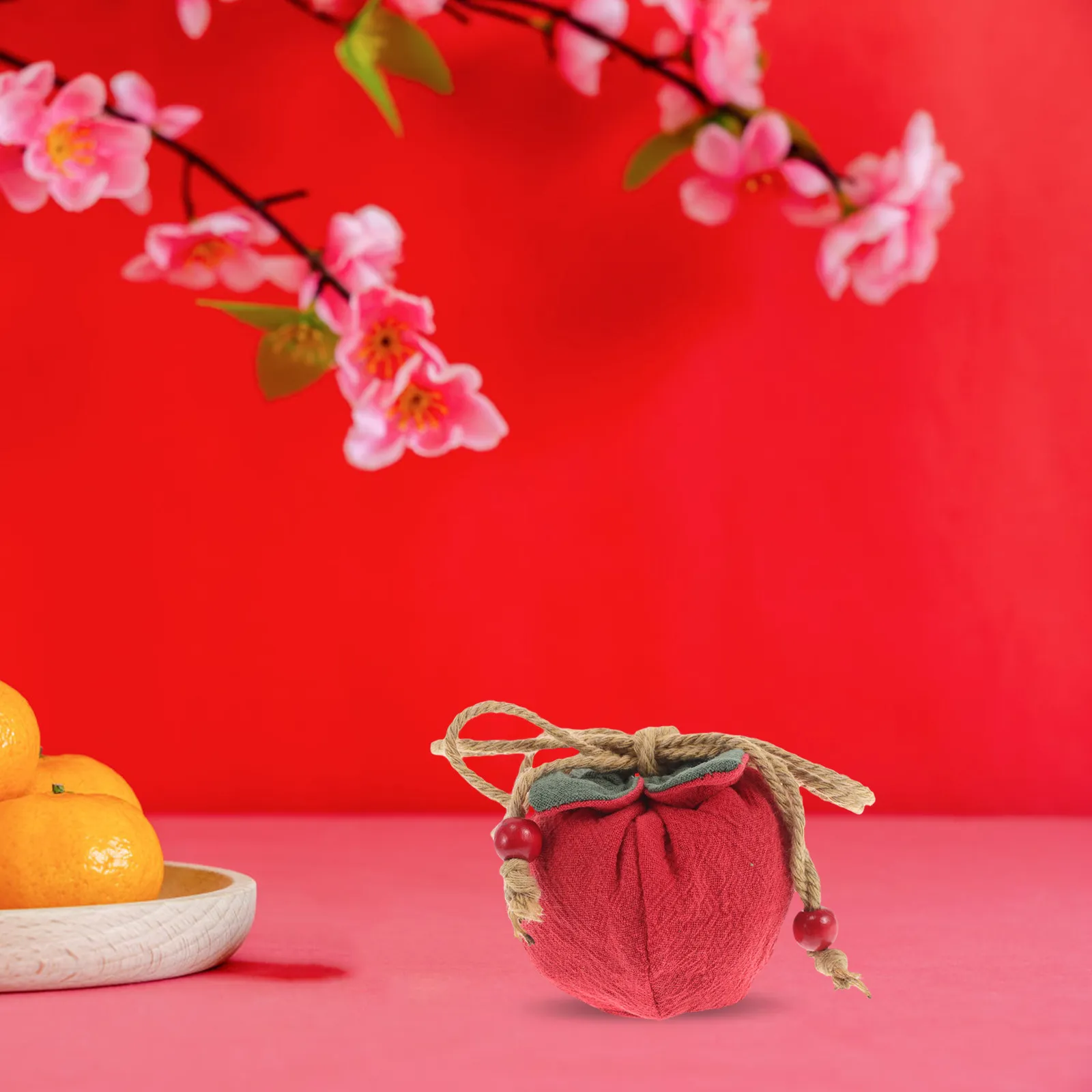 Pendentif Sachet Chinois Poire Rouge, Sac de Bénédictions, Amulette Porte-Bonheur, Ornement Feng Shui, Breloque à Suspendre pour Voiture, Symbole de Prospérité et de Paix