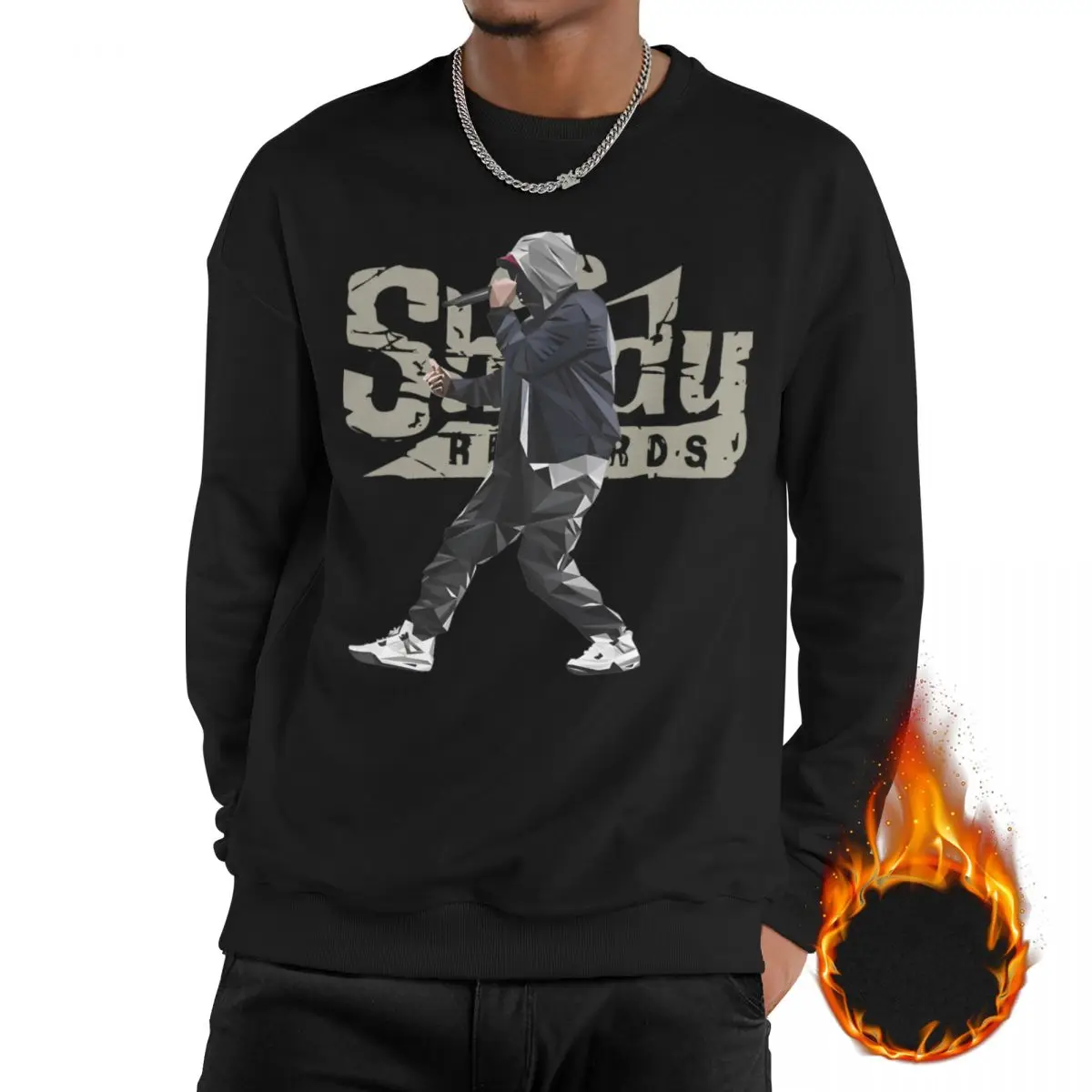 

Mens Fleece Lined Sweatshirts Eminem Slim Shady Music Rap Outfits Sweatshirt Pullover Long Sleeve Shirt Hoodies