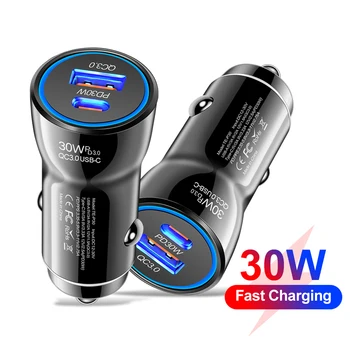 QC 3.0 플래시 차량용 고속 충전기, 애플 아이폰 12, 13, 14, 15 프로, 맥스, 플러스, 삼성용, 30W PD