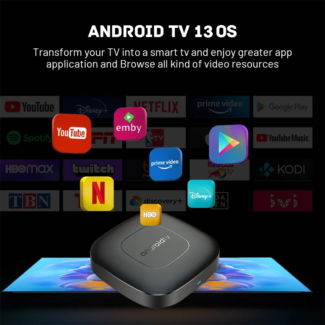 T1 Android 13 Smart TV Box HDR ATV H313 Dual Wifi 2.4G&5G Google Voice Ram 4GB 8GB Rom 64GB 128GB Set Top Box 8K 4K Media Player