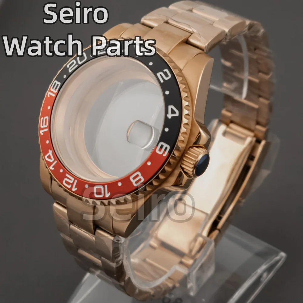 Dive PVD Rose Gold NH35 Watch Case for SUB GMT YACHT Seiko NH34 NH35 NH36 movement 28.5mm Dial Sapphire Glass Oyster Bracelet