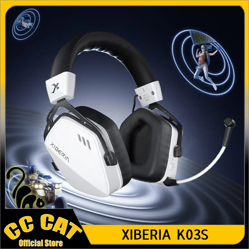 

XIBERIA K03S Real Wireless Bluetooth Game Headset Siberia 2.4G E-sports Headphone Low Delay 3mode Custom Smart Display Headsst