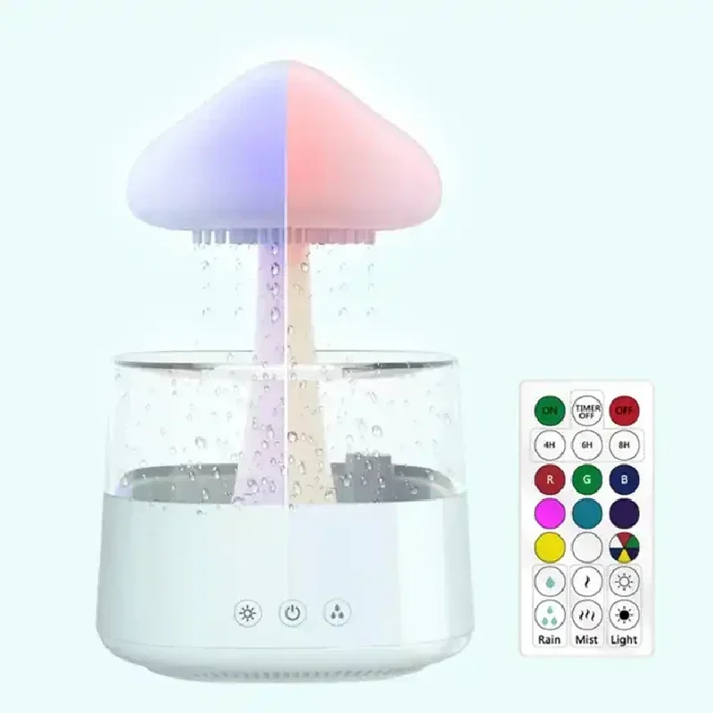 Cloud And Raindrop Humidifier Colorful Mushroom Rain Forest Aromatherapy Machine Household Rain Cloud Landscape LED Table Lamp view 3