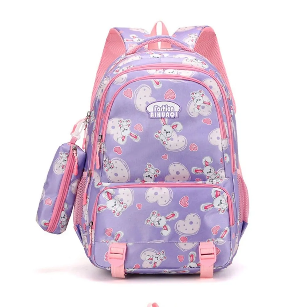 

Rabbit Cartoon Shoulders Bag Oxford Cloth Love Heart Student Schoolbag Wide Strap Adjustable Large Capacity Backpack Gifts