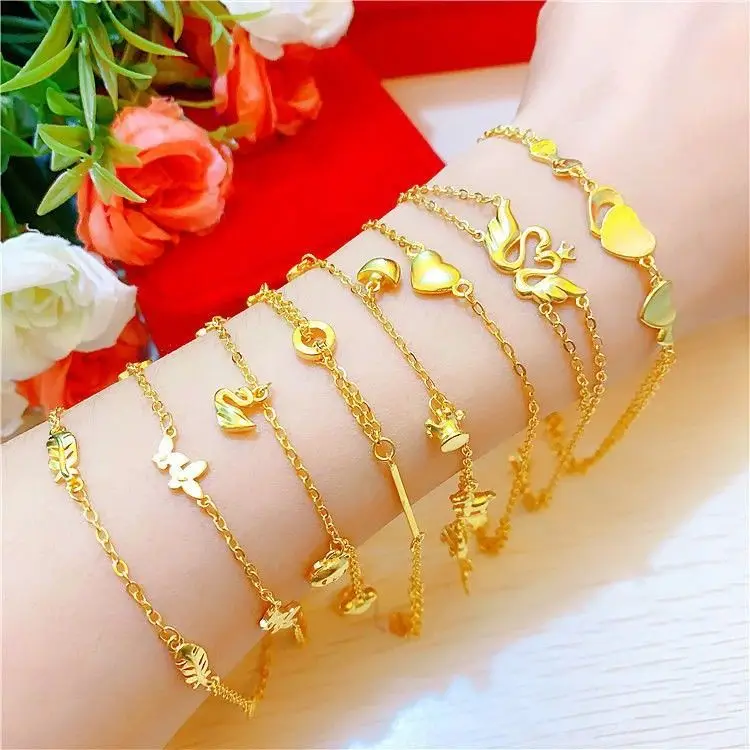 

Like real New Sha Jin Gold Plated Simple And Elegant Euro Simulation Women's Bean Fine Bracelet