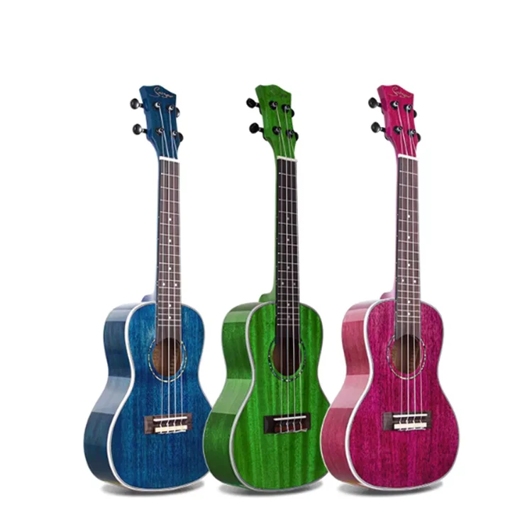 Music Store Supplier Wholesale Price Solid Mahogany Concert Red Color Wooden Electric Ukulele