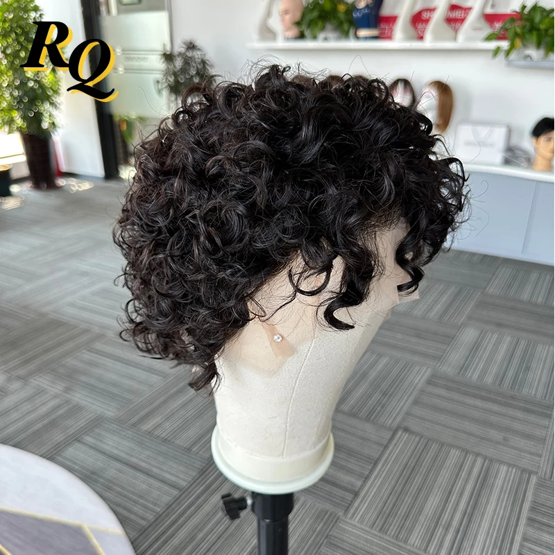 Curly Wig For Man Full Lace Wig Men\'s Hairpiece Toupee Men Virgin Human Hair Replacement System Pieces For Men Women Pixie Cut