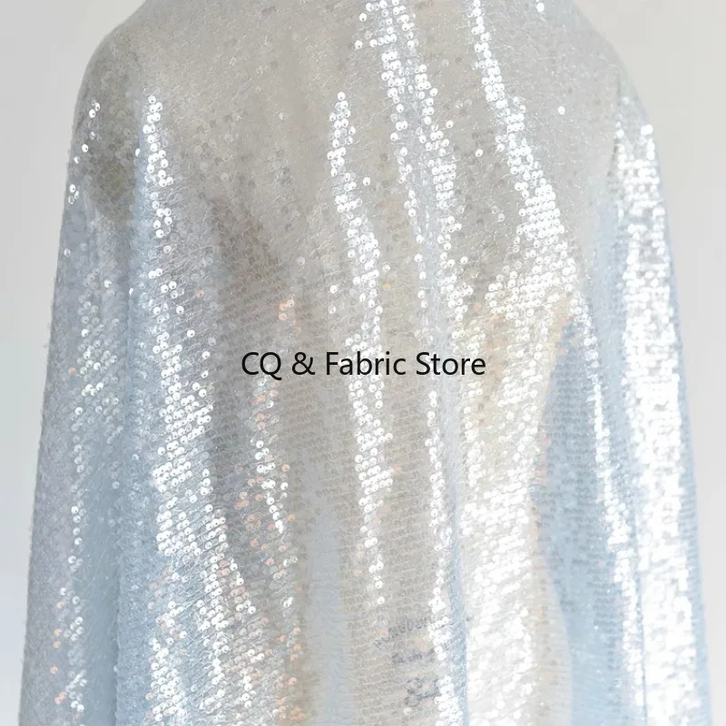 Tessuto di pizzo ricamato con paillettes lucide multicolori Abito da sposa Materiale da cucito fatto a mano fai-da-te Tessuto decorativo per abbigliamento