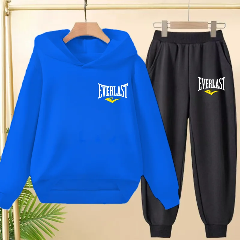 

Boys and Girls Two-piece Hoodie Set Aged 3to13 Cool Letter Print Fashionable Clothing Casual Pants Children's Hooded Sweatshirts