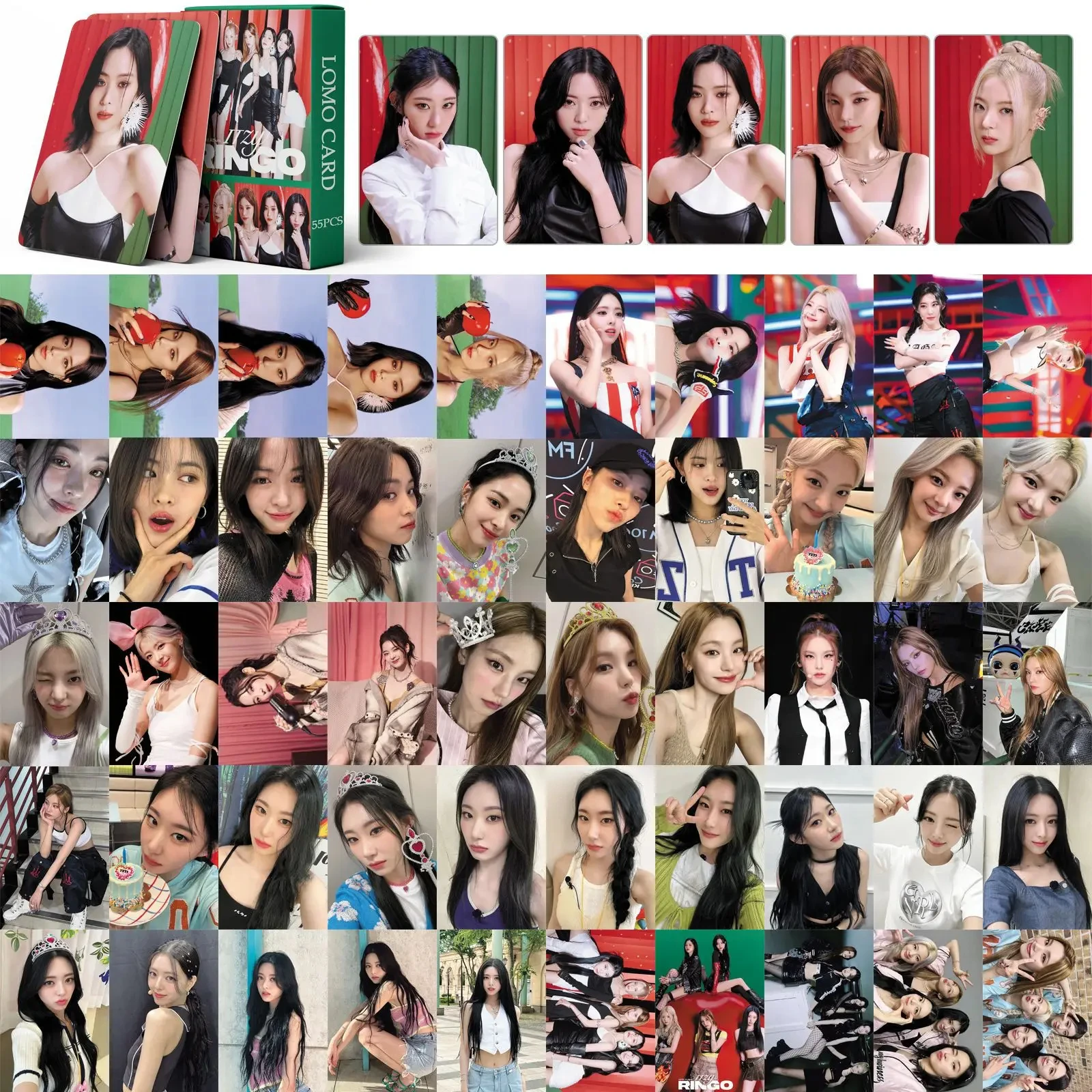 55Pcs/Set ITZY Idol Girl New Album RINGO Lomo Cards Photocards HD Printd Photo Yuna Chaeryeong Ryujin Lia Yeji Fans Gifts