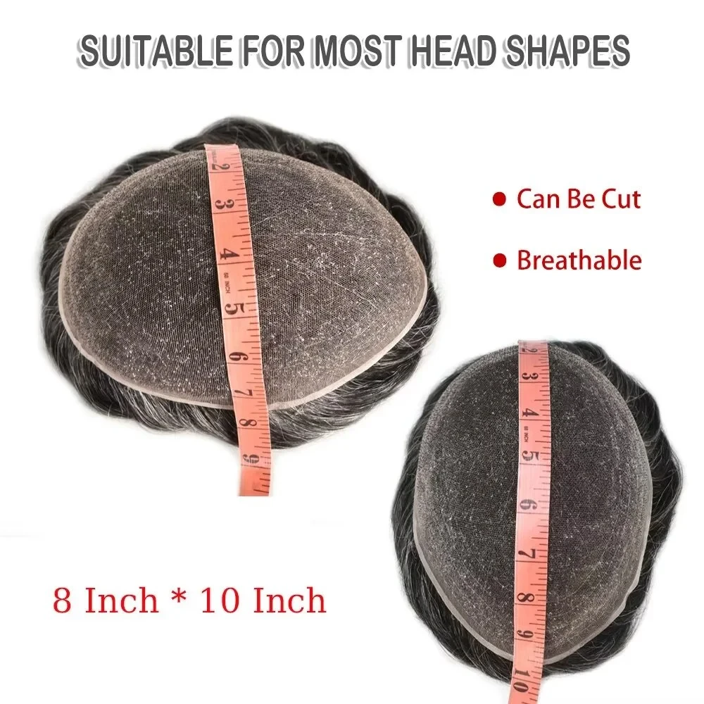 Full Lace Base Wig for Men Breathable Natural Human Hair System Unit Male Capillary Prothesis