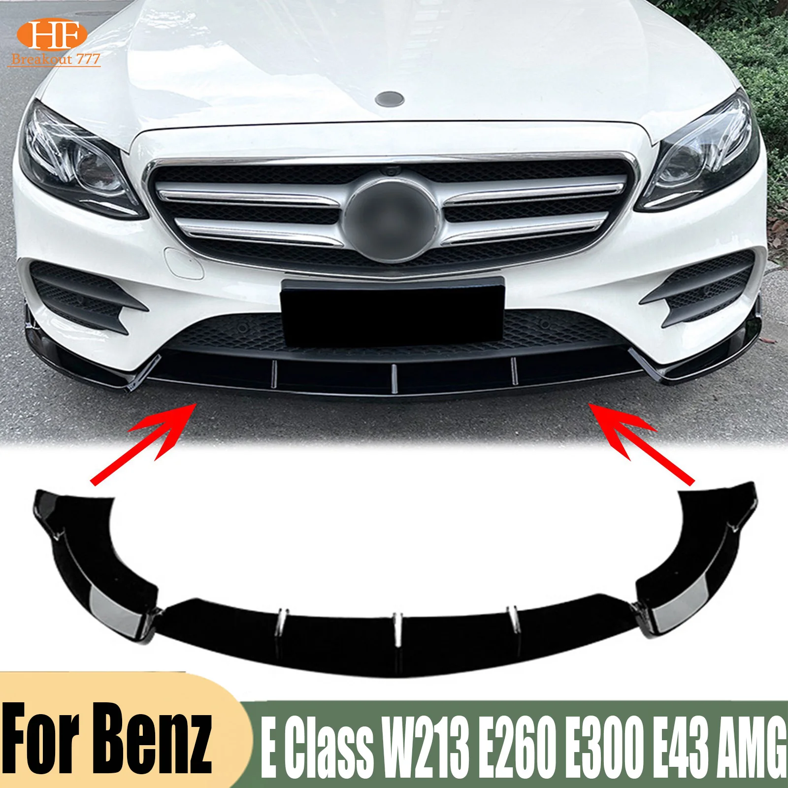 Front Bumper Spoiler Lip Lower Body Kit Diffuser Splitter Tuning Guard For Benz E Class W213 E260 E300 E43 AMG 2017-2019