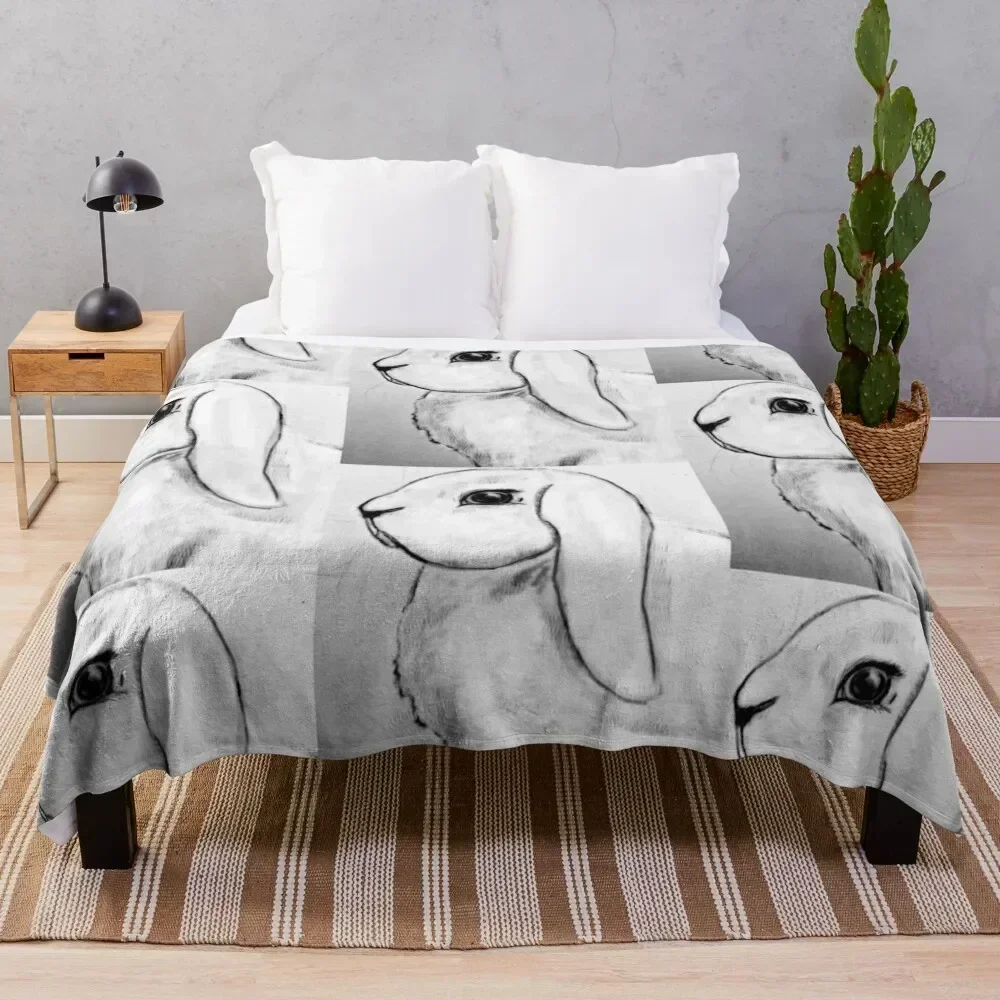 

White Lop Bunny Rabbit Throw Blanket Plush Fuzzy Cozy Blanket for Couch Sofa