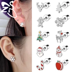 ZS 1 stuk kerstserie 20G roestvrijstalen oorstekers sneeuwvlok kerstman vorm Stud Earring Helix kraakbeen piercing cadeau
