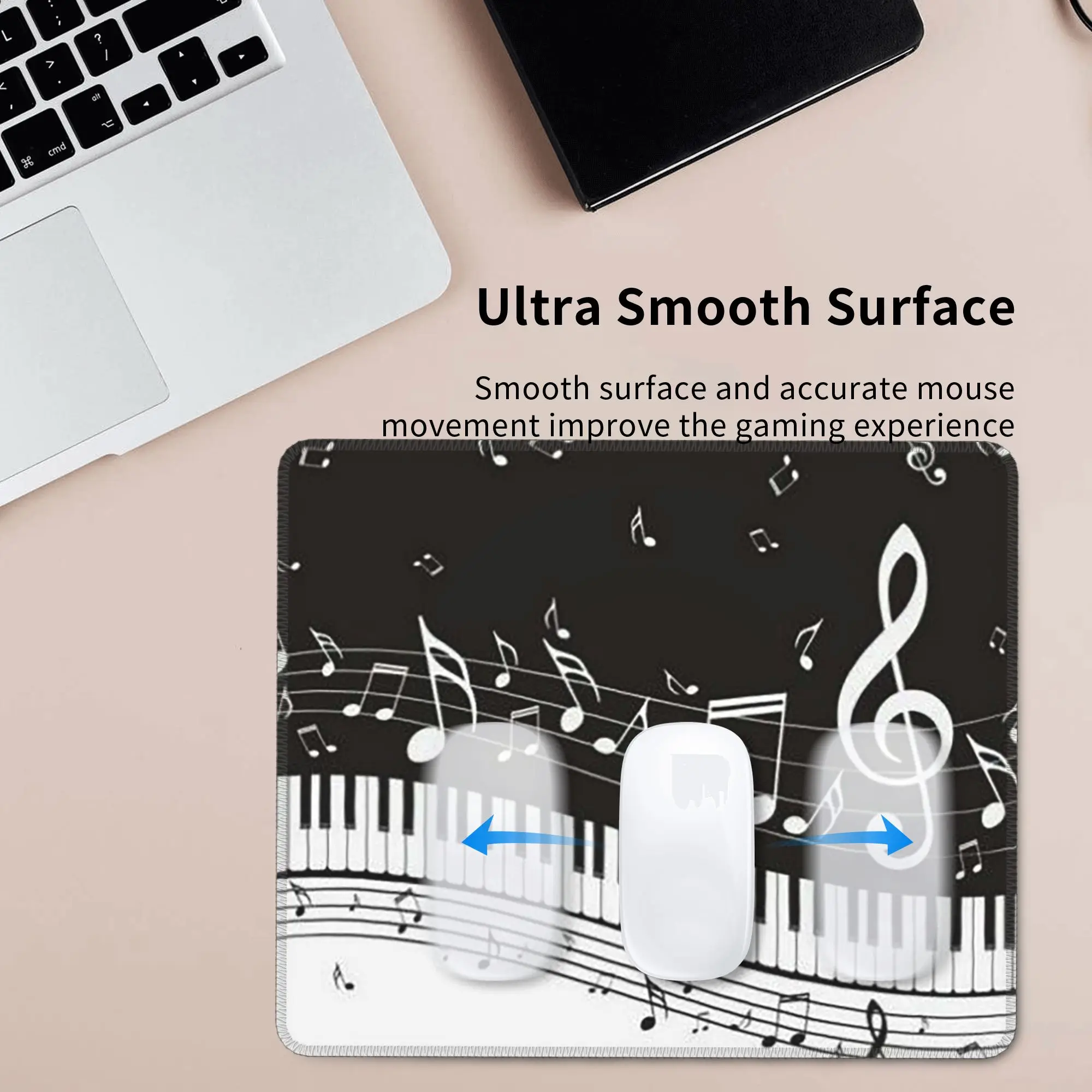 Golden Musical Notes Piano Keyboard Mouse Pad Computer Keyboard Mouse Mat Gaming Laptop Desk Mat Office Accessories Table Mats