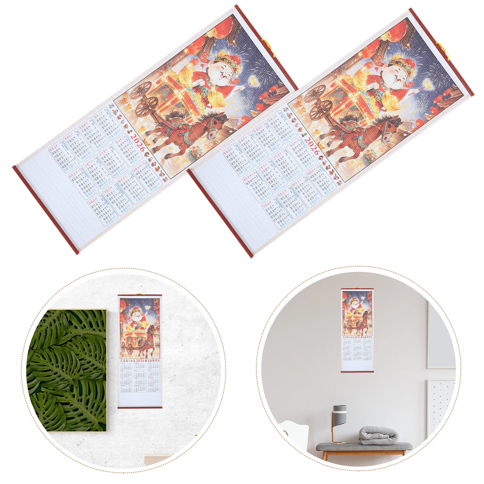 

Year of The Horse Hanging Cylinder 2026 Traditional Chinese Calendar Hanigng New Decoration Monthly Auspicious