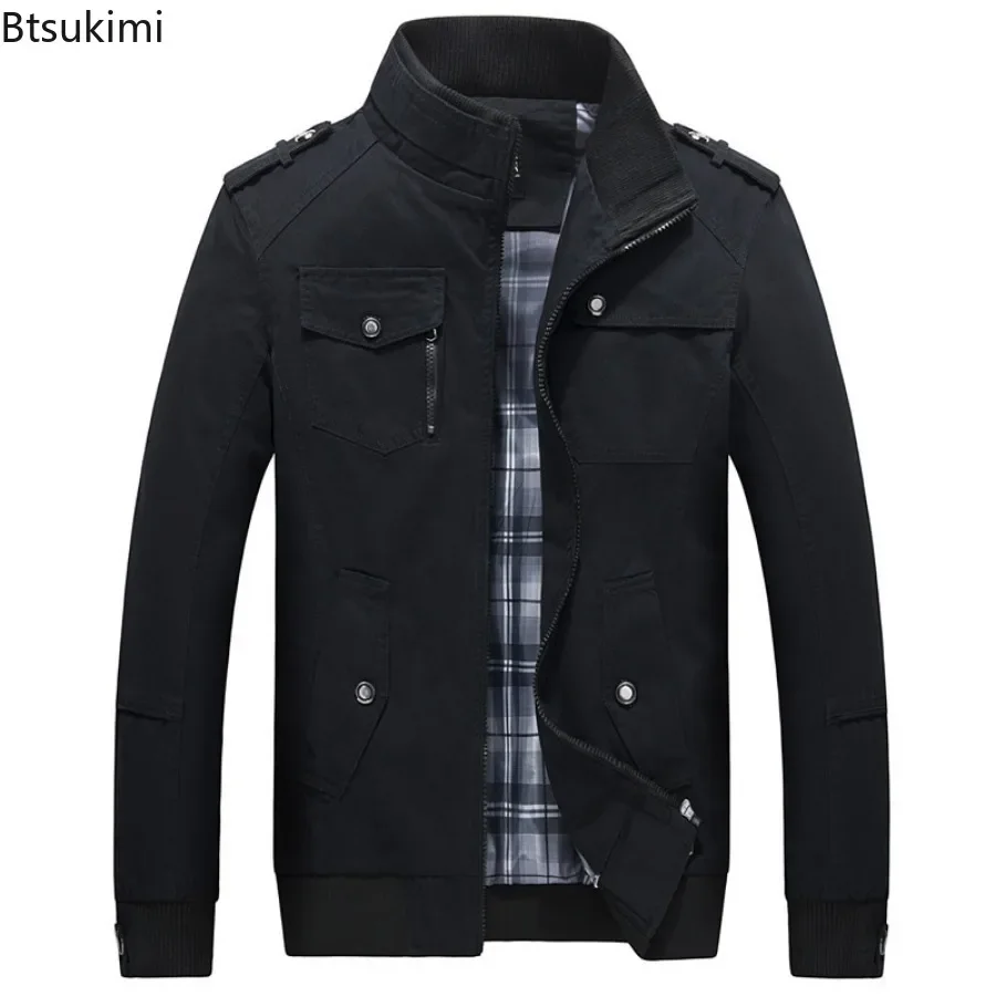 2025 Men's Bomber Jackets Fashion Stand Collar Casual Windbreaker Jackets Spring Autumn New Cargo Coats Man Outdoor Sport Jacket