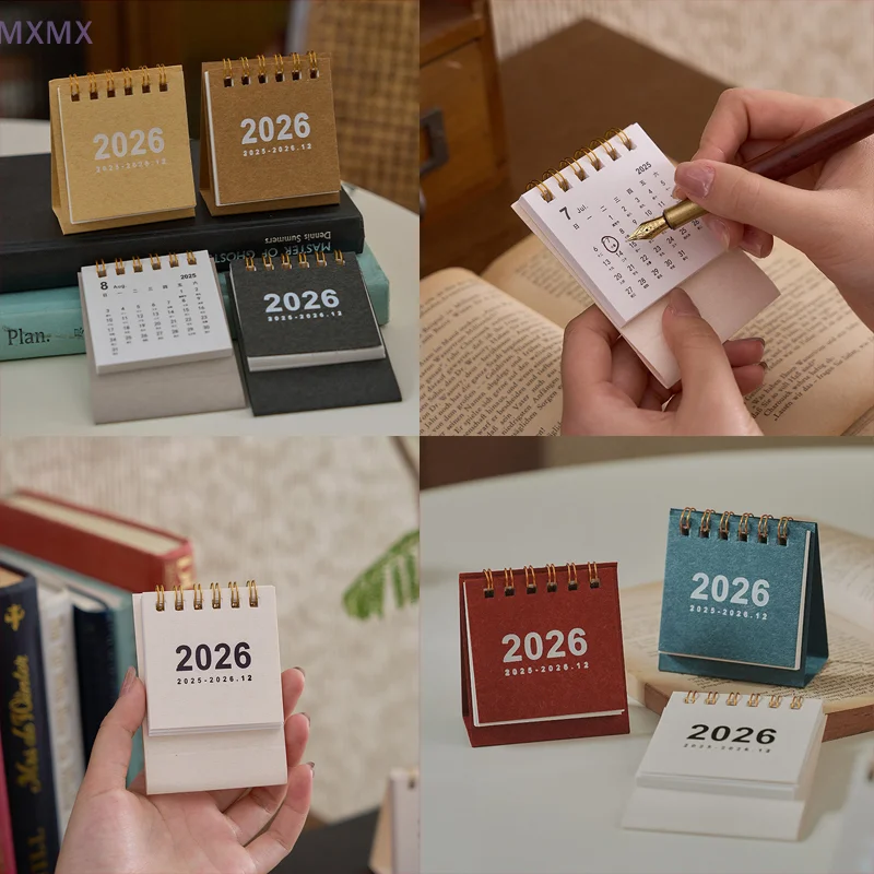 

2026 Mini Simple Desk Calendar Creative Small Coil Calendar Daily Planner School Office Desktop Decoration Stationery