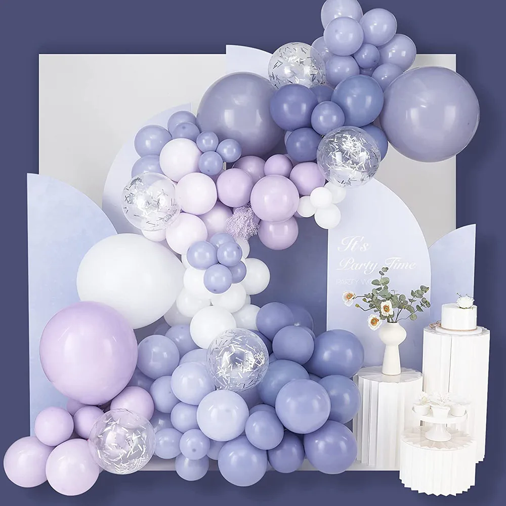 Purple Balloon Garland, Various Purple Balloons, Gray Blue, Lavender Purple Lilac White Balloon Arch Kit for Birthday Decoration, Baby Shower, Wedding